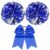 ZYBenda Silver Blue 3 Pack Cheer Pom Poms and Cheerleader Hair Bow
