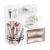 ZZFENGKR Desk Organizer with 360° Rotating Pen Holder, 5 Slots, 2 Drawers & Pegboard for Office School Art Supplies (White)